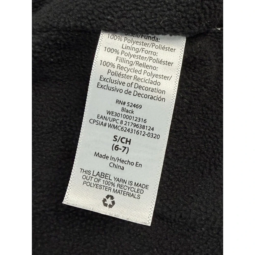 Wonder Nation Boys Puffer Jacket Coat Hooded Winter Black Gray Kids Size S 6-7